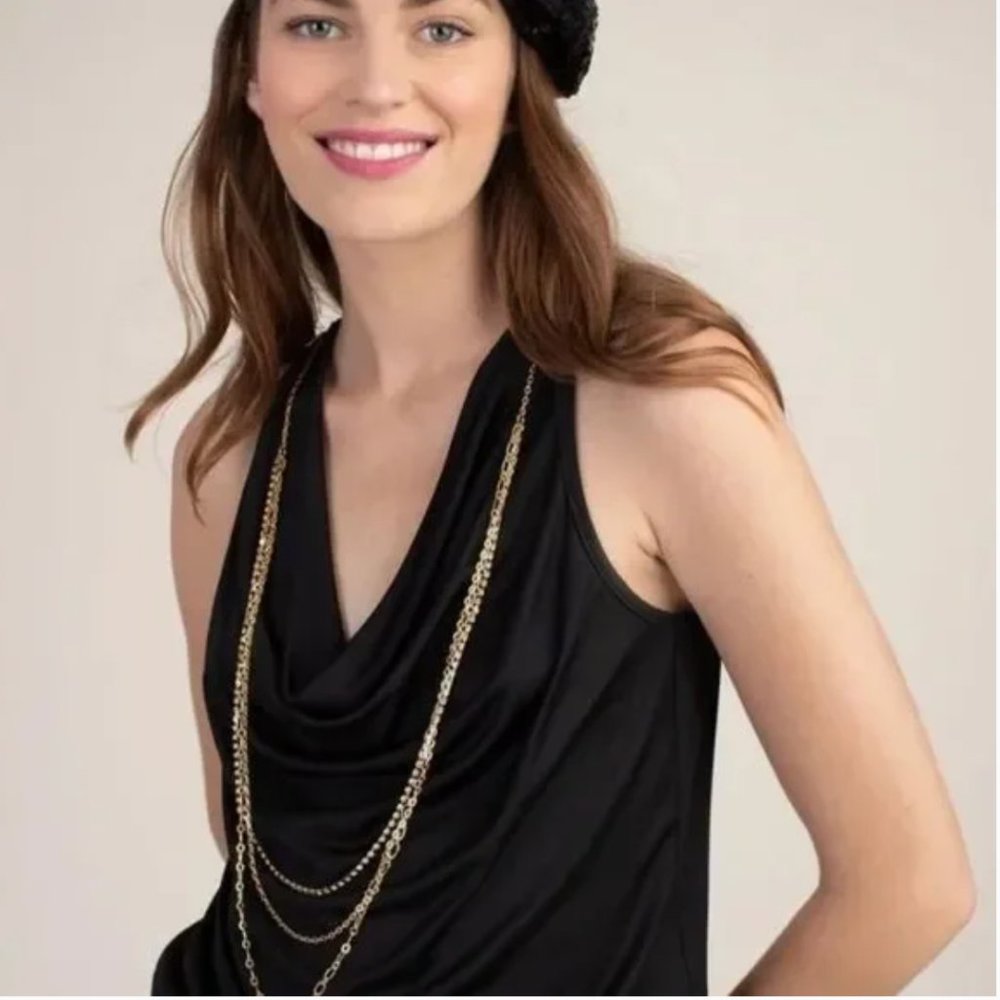 NWT TRINA TURK VANDA SULTRY SLEEVELESS Cowl Neck TOP SIZE M